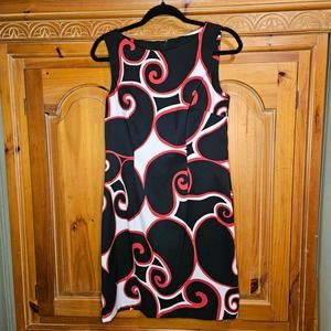 Dress Barn Black Red White Sleeveless‎ Sheath Dress Size 8